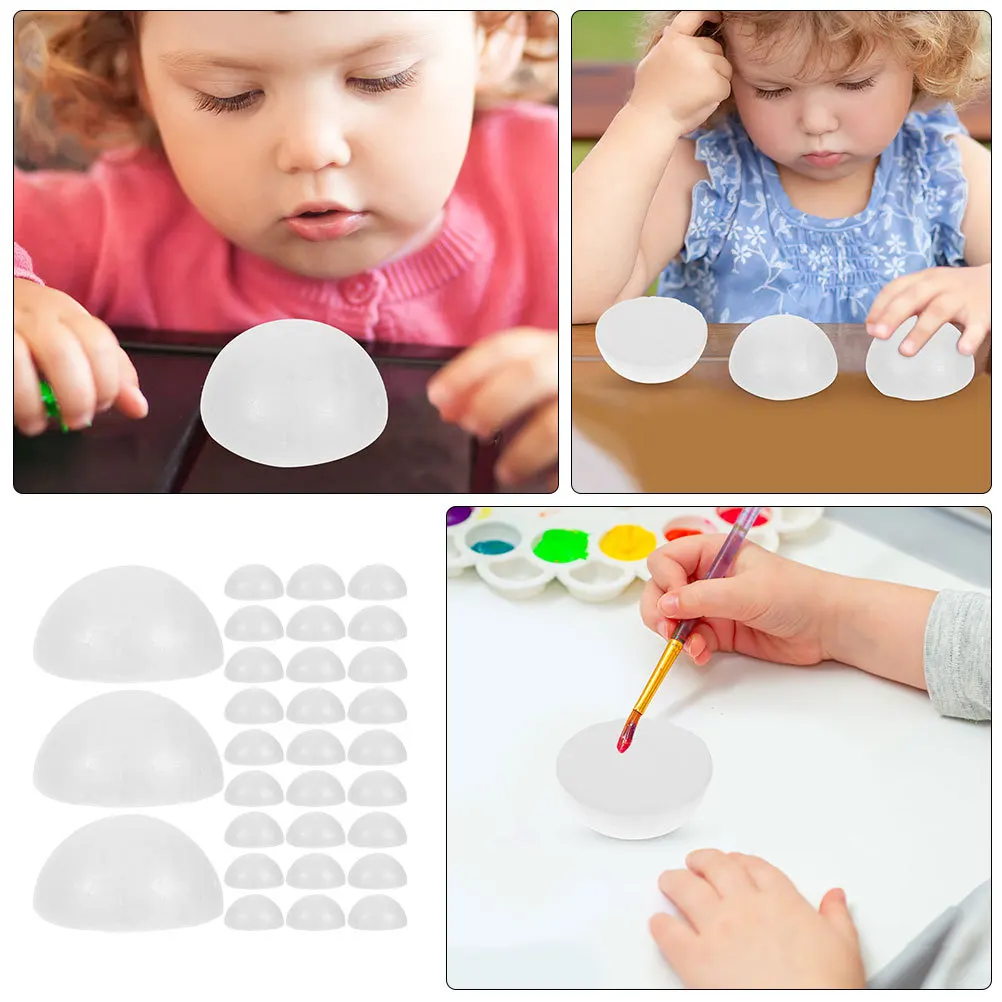 

50pcs White Foam Half Balls Diy Craft Material For Painting Graffiti Kids Wedding Bouquet Holder Christmas Ornament Party