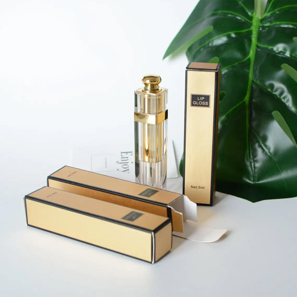 5ml Transparent Gold Empty Lipgloss Tube Wand Container Custom Logo Lip Gloss Clear Bottle Silver Black