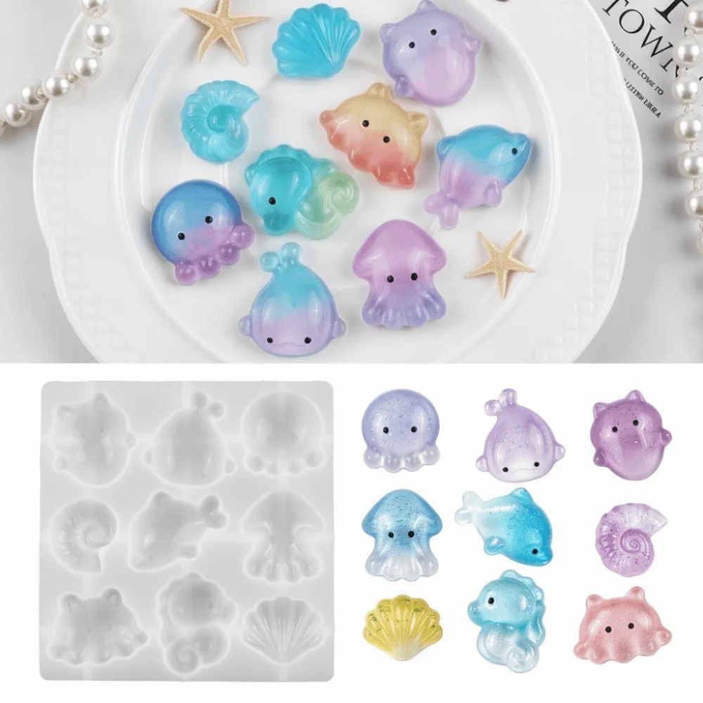Sea Creatures Silicone Mold DIY Handmade Seahorse Octopus Angel Resin Mold Flexible Reusable Craft Casting Mold Home Art Decor