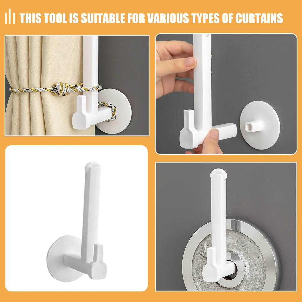 

2 Pcs Curtain Holder Rod Bracket Adjustable Pole Curtains Hook up Brackets Clamp Hooks Clasp Window