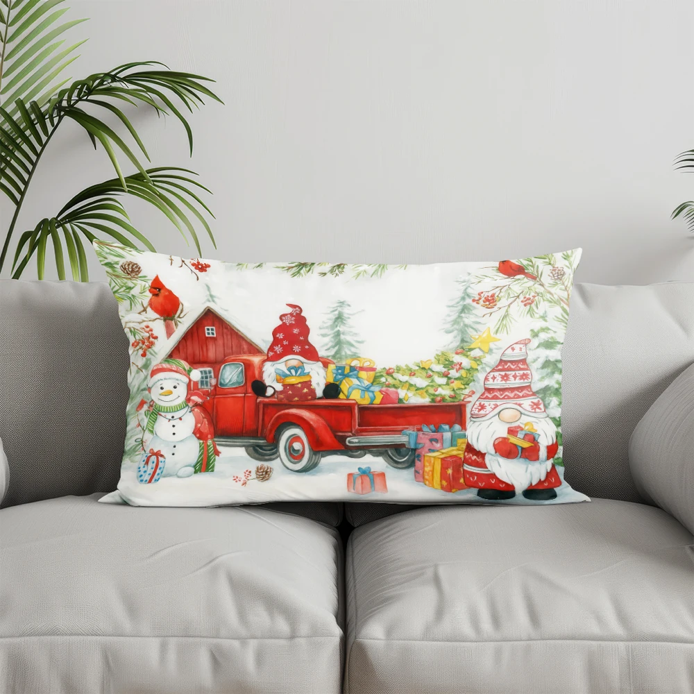 ديكور المنزل الأحمر ندفة الثلج منقوشة المخدة مناسبة ل أريكة غرفة نوم سيارة وسادة غطاء وسادة وسادة الظهر المستطيلة