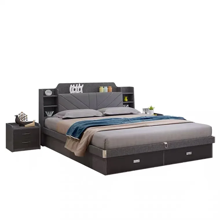 Fashion Double Queen Modern Bedroom with Mattress Storage Home Furniture Hotel Beds (UL-21LV0582)