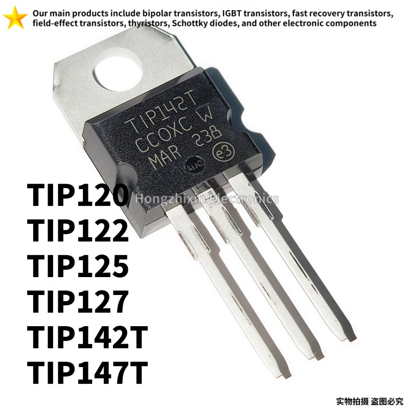 10 peças novo 100% qualidade tip120 tip122 tip125 tip127 tip142t tip142 tip147t tip147 to-220 transistor de inserção direta