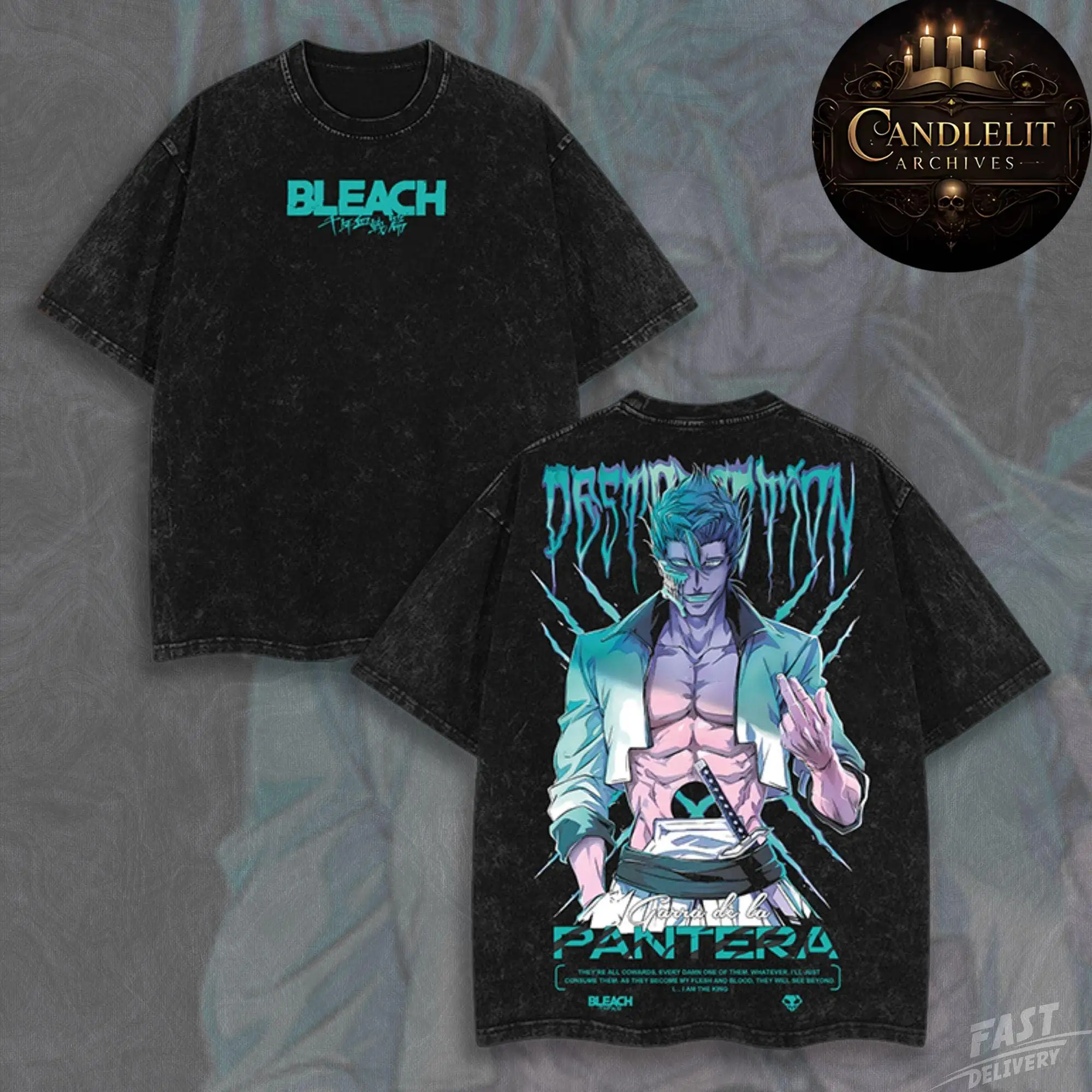 BLEACH Sosuke Aizen Short Sleeve T-Shirt Anime Manga Vintage Washed Graphic Print Kyoka Suigetsu Men Women Youth