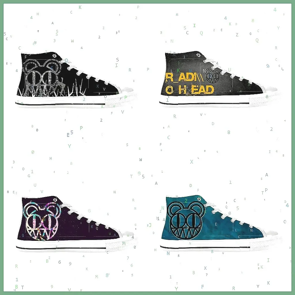 Radiohead Band 3D Print High-Top Sneakers, Cool Casual Breathable Shoes for Men and Women