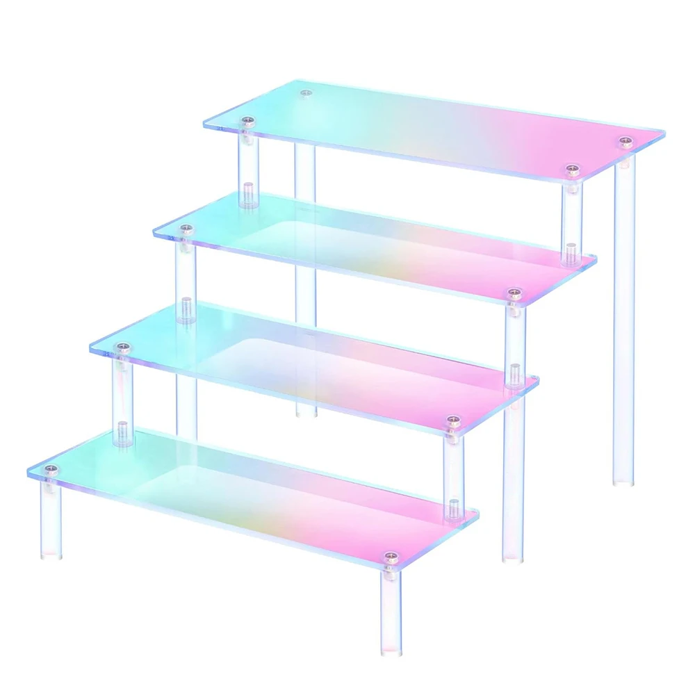 

Rainbow Acrylic Display Riser Storage Shelf Cupcake Display Stand Organizers Dessert Jewelry Collectibles Perfume Decor Shelves