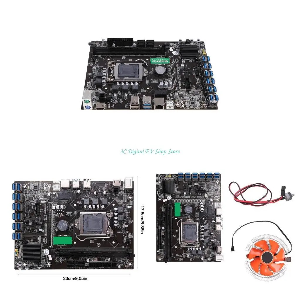 

E74D BTC Motherboard B250C BTC CPU Miner Motherboard DDR4 12 PCI-E Graphics Card Support LGA 1151 GPU Cryptocurrency Mining