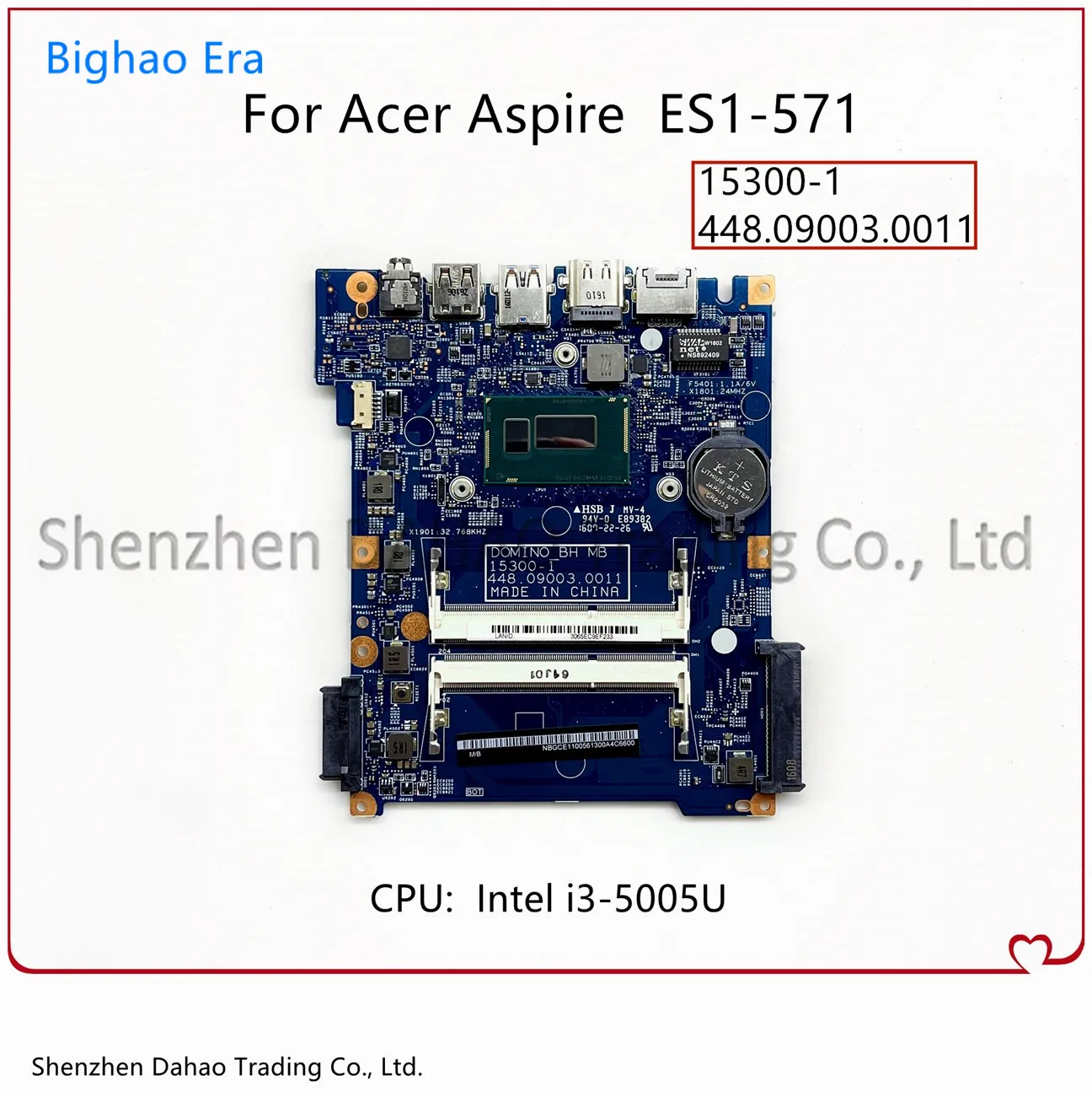 

For Acer Aspire ES1-571 Laptop Motherboaed With i3-5005U CPU 448.09003.0011 15300-1 Mainboard NB.GCE11.008 NBGCE11008 100% Work