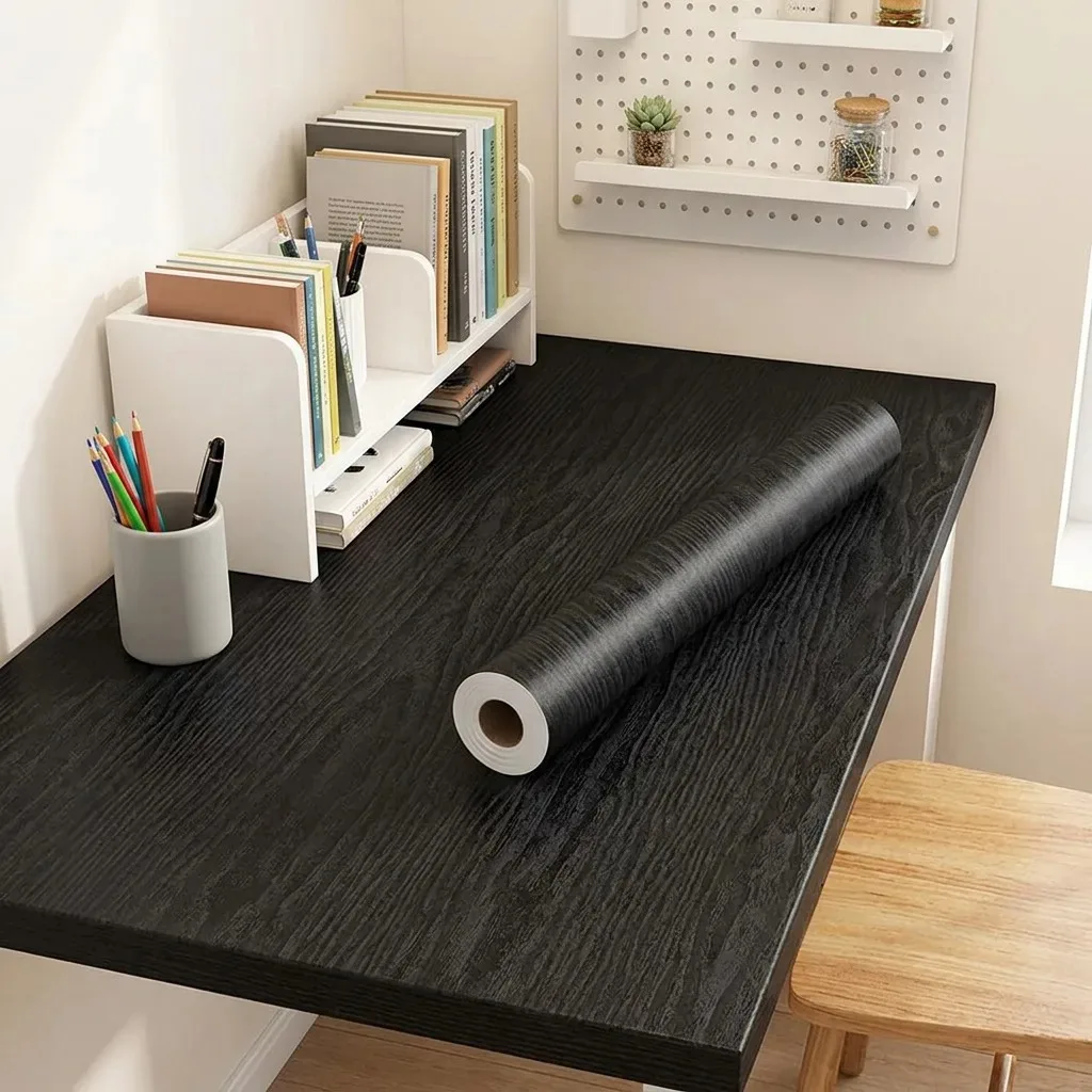 Removable Waterproof Wood Grain Contact Paper Peel Stick Vinyl Wallpaper for Cabinet Desktop Furniture Decorative Renovation Fil