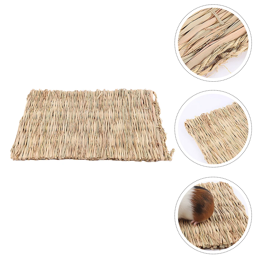 

2pcs Pet Straw Mats Hamster Rabbit Nesting Pad Grass Woven Sleeping Cushion Cage Floor Mat Small Pet Accessory Beige Hamster