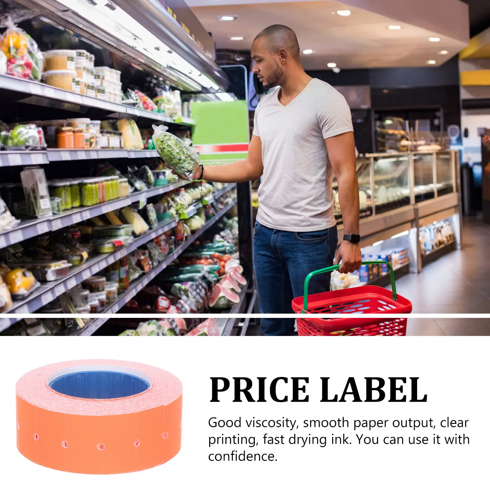 Self-Adhesive Price Tag Paper Roll – Fast-Drying Ink, Retail Store Sale Labels, Cost-Effective Shop Tags