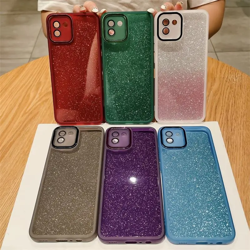 With Glitter Lens Protector Clear Silicone Soft Case For Samsung Galaxy A03 Core A04 E A10 A20 A30 A50 S A21S A02S 4G Back Cover