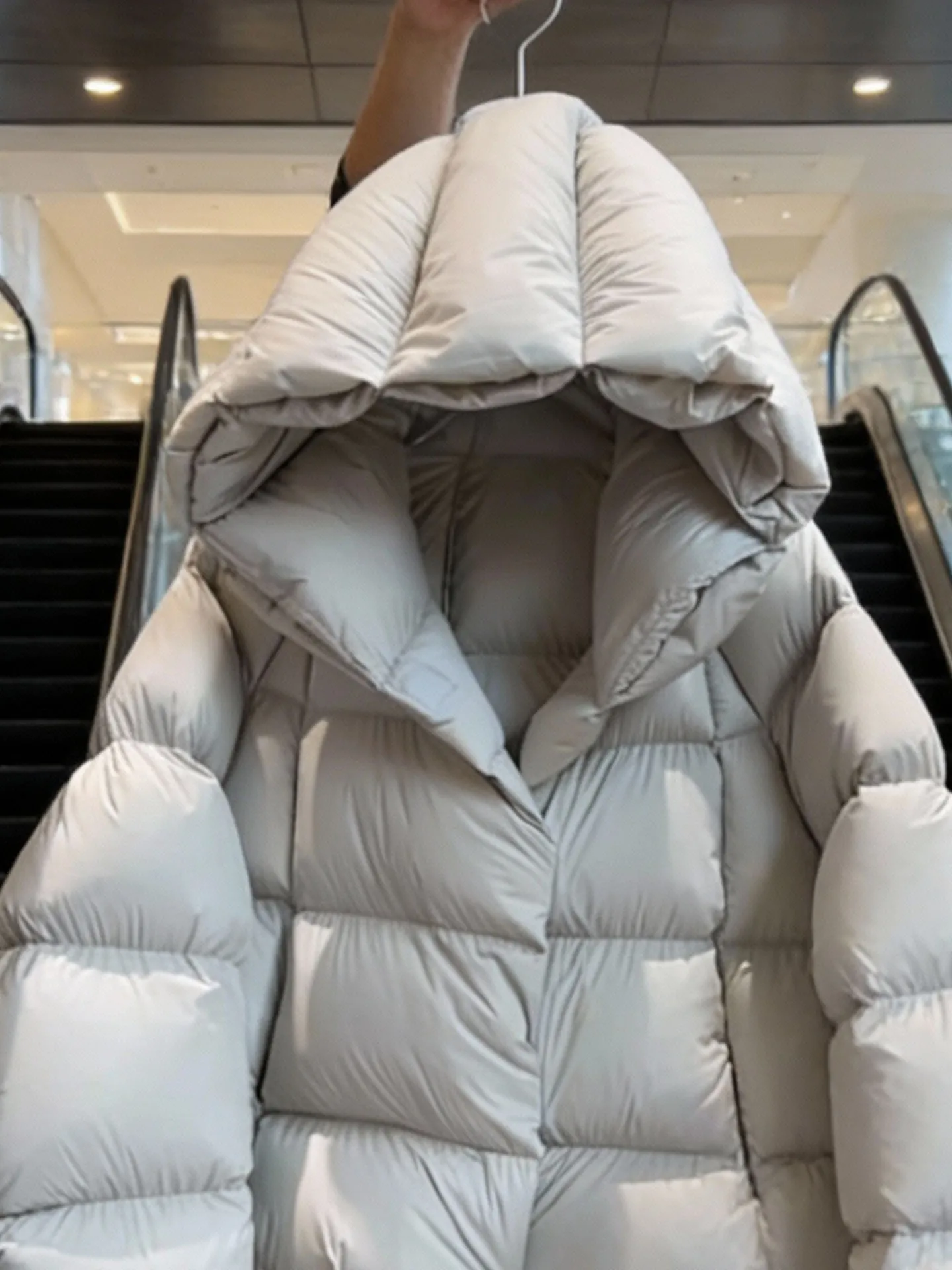 Sli ort Puffer Jaet Women's Faion Korean Version Polyester Fiber White Du down Filling Warmth High Waist Design