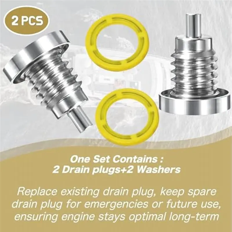 A22F-8M0058389 Marine Magnetic Gearcase Drain Plug For Mercury Outboard Lower Unit Gear Lube Drain Fill Hole Screw Seal 2PCS