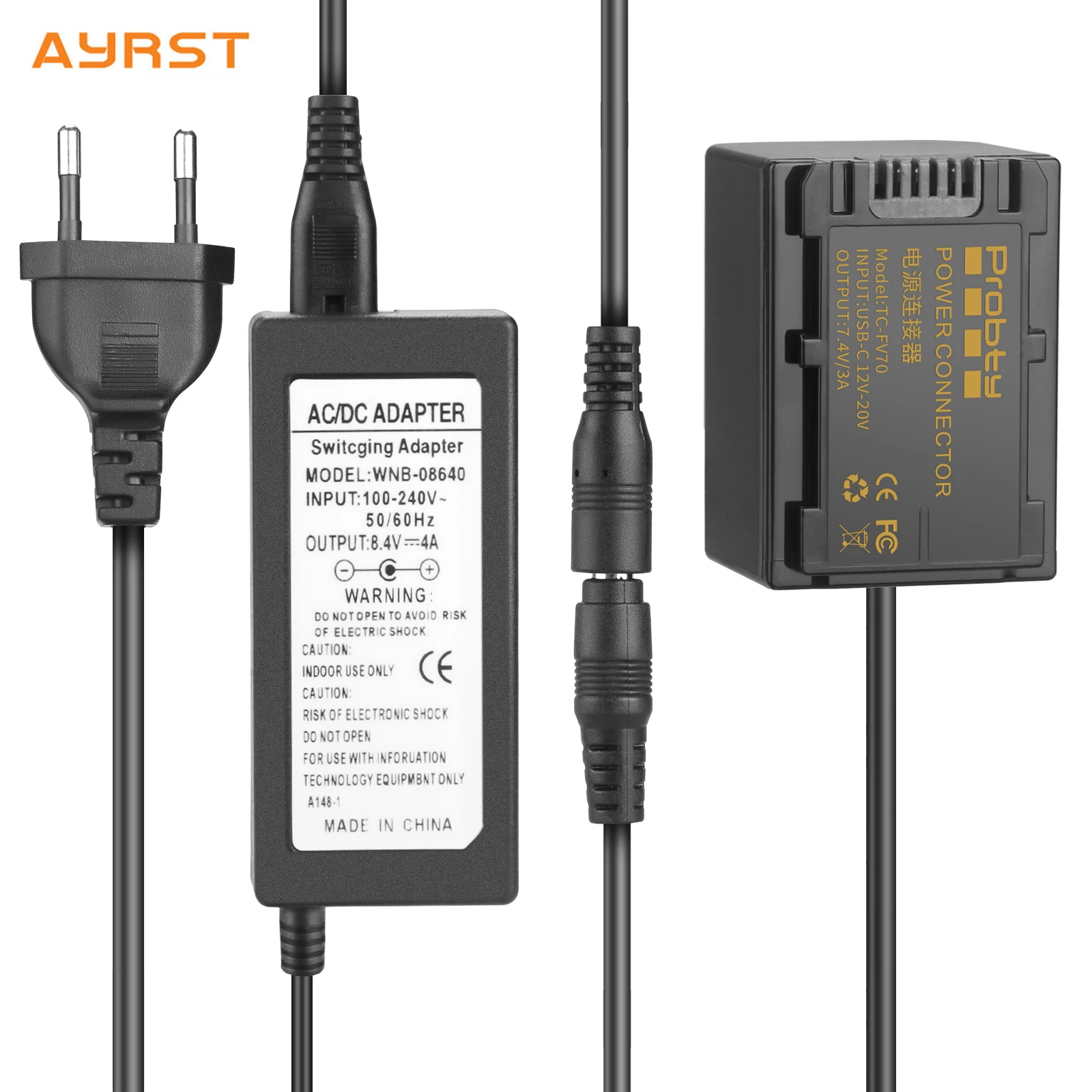 NP-FV50 NP-FV70 NP-FV90 NP-FV100 Dummy Battery AC Power Supply Adapter DC Coupler Kit for Sony DVD SR HC Serial Cameras