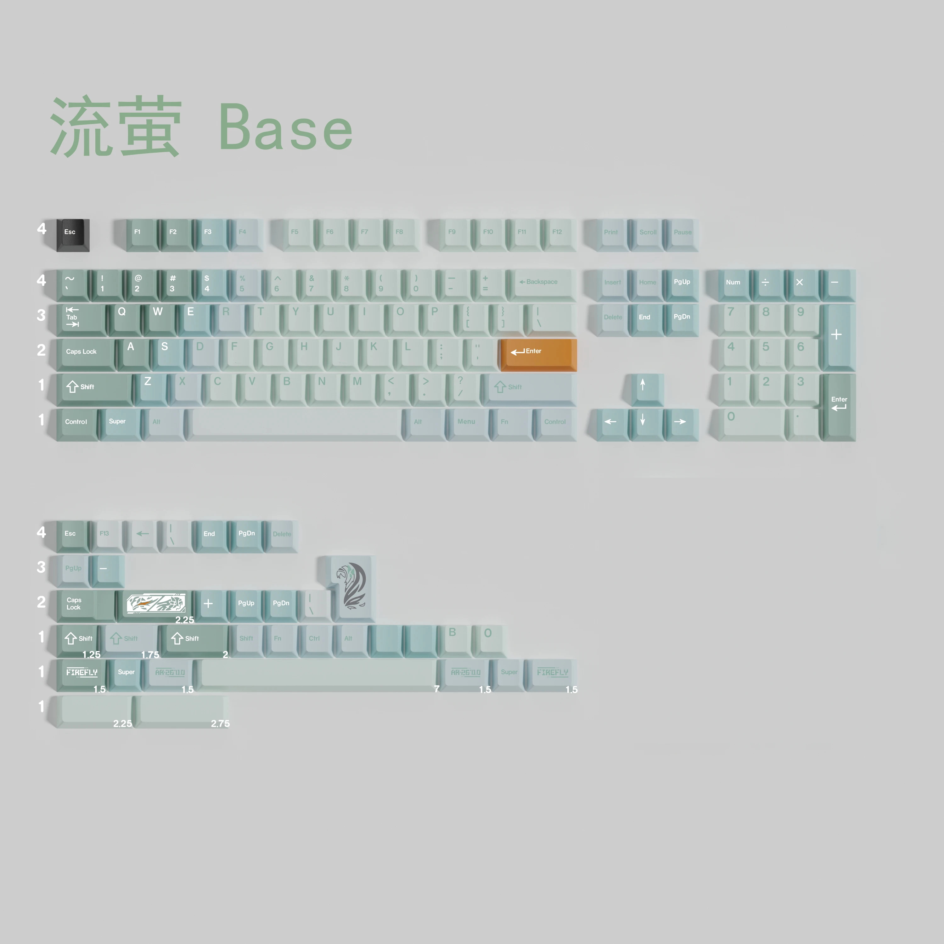 MWK Firefly Pbt Keycap Set 7U Space Sublimation Cherry Profile Mechanical Keyboard Keycaps Compatible ALICE 60/75/80/96/104/108
