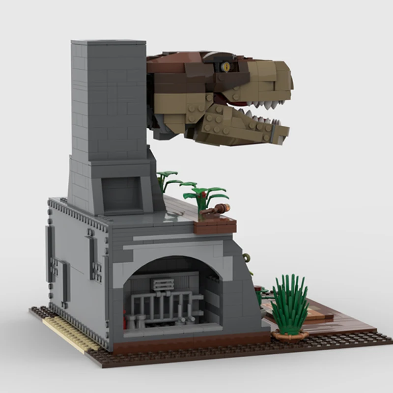 Street View Model MOC Bouwstenen Dinosaurus T-Rex Open haard Modulaire Technologie Geschenken Vakantie Monteer Kinderen Speelgoed Pak