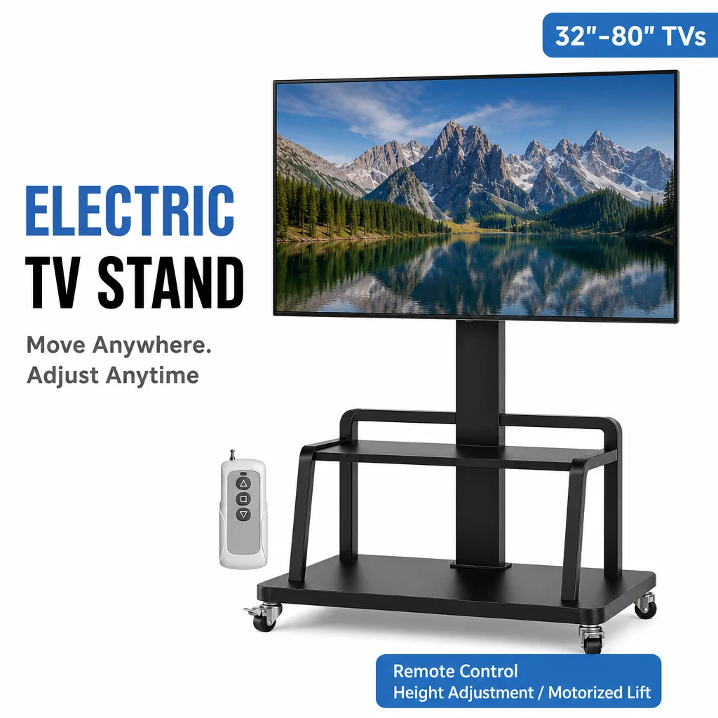 New Height Adjustable Mobile TV Stand With Remote Control For 32-80 Inch TV Storage Shelf Remote Control Living Room Furniture