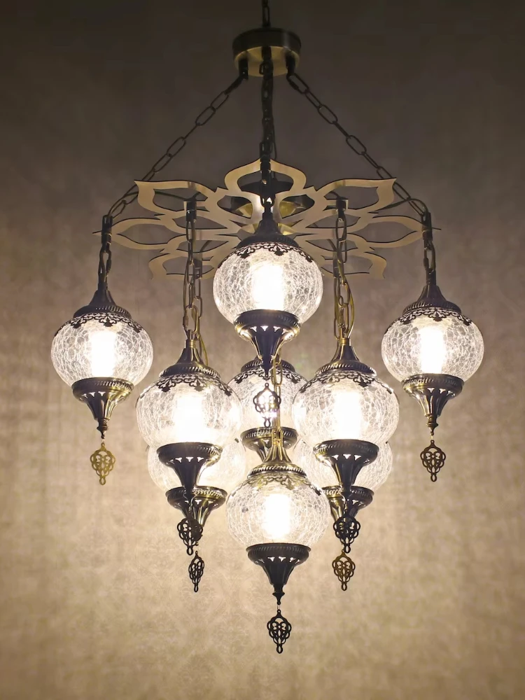 Traditional Bohemian Moroccan style cracked glass chandelier elegant chandelier