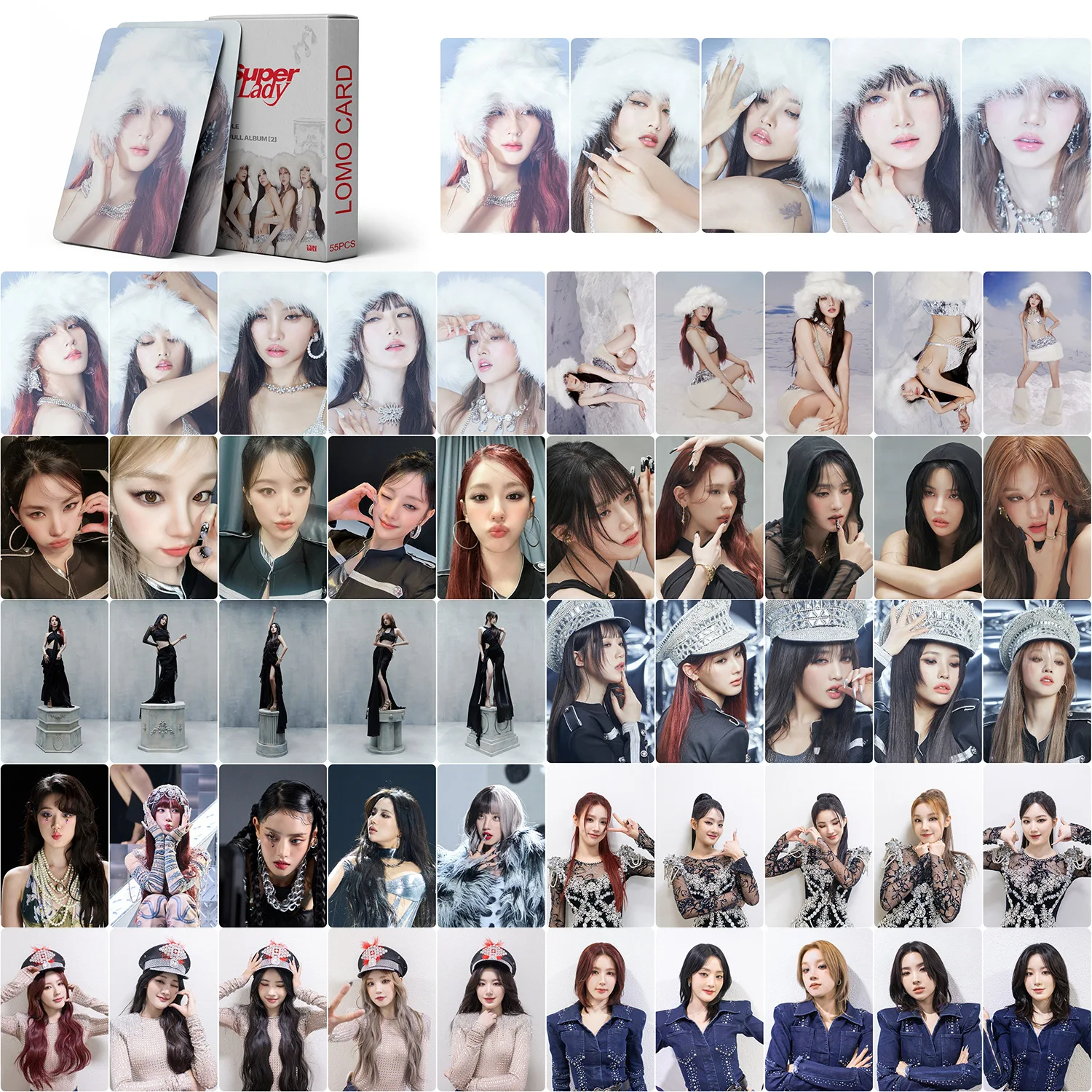 Imagem -02 - Cartões Kpop Gidle Lomo Novidades Album Photo Print Cards Grupo Coleção de Fãs ° Álbum Super Lady Photocard 55 Pcs