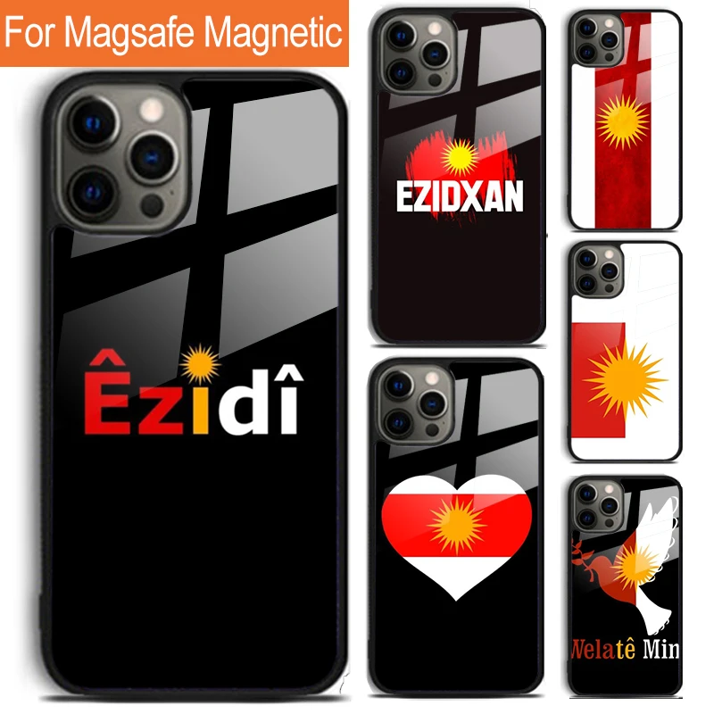 Yazidi Flag Ezidxan Phone Case For iPhone 16 15 14 13 12 11 Pro Max Plus Magsafe Magnetic Wireless Charging Cover