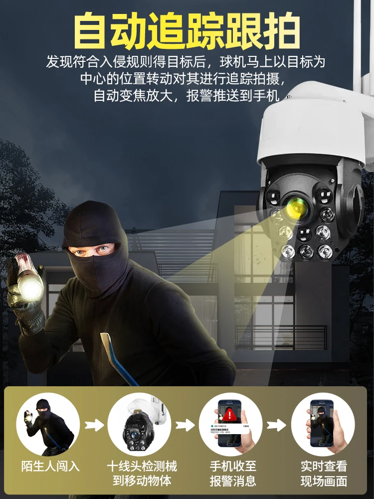 Monitor, home camera, 360 degree dead angle free mobile phone, remote optical zoom, 4G outdoor high-definition night vision