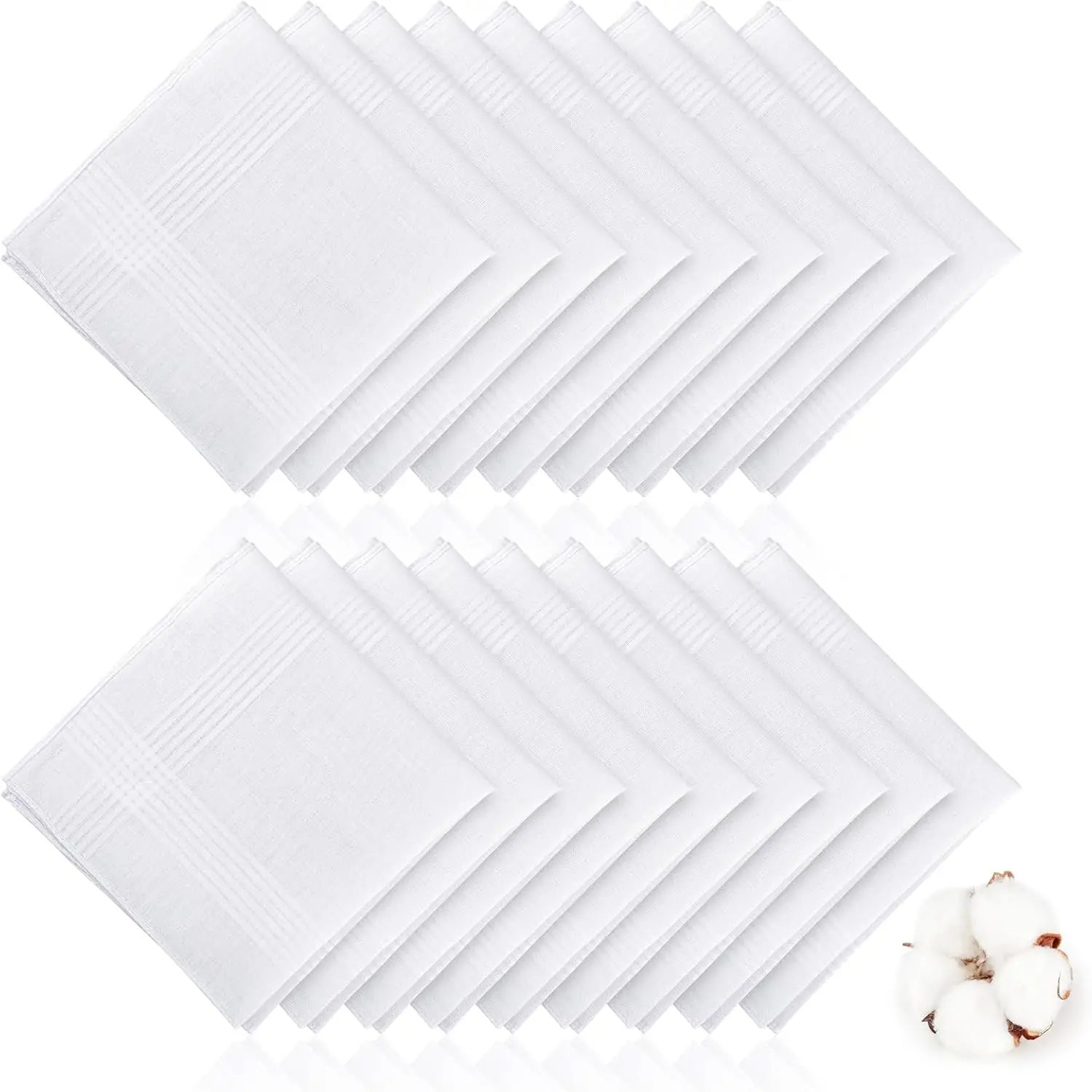 Herren-Taschentücher, 100% Weiche Baumwolle Weiße Taschentücher, Klassische Wiederverwendbare Herren-Taschentücher, 15x15 Zoll Taschentuch