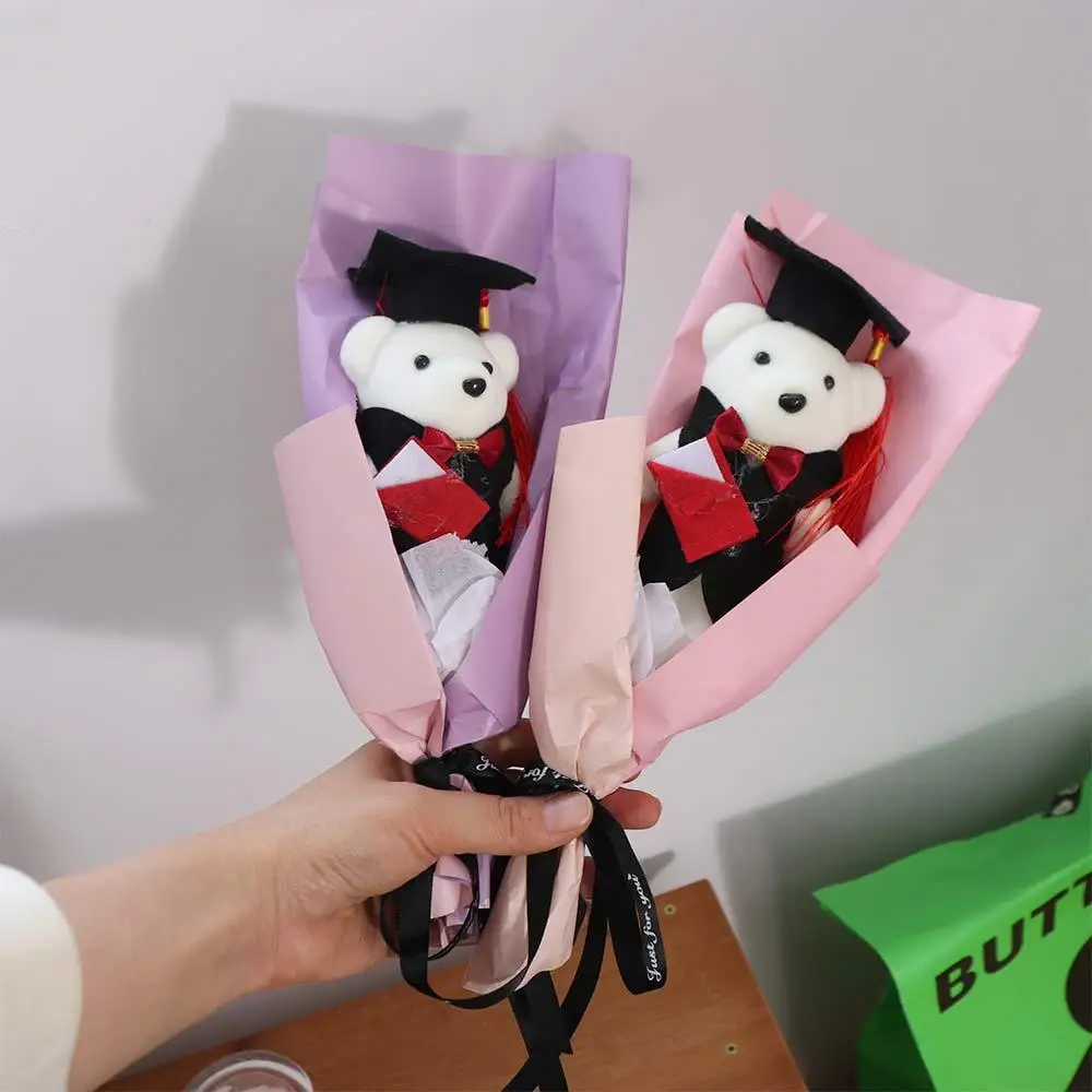 Buquê de animais chique, buquê de urso de formatura, desenho animado, elegante, doutorado, brinquedo adorável, presente de formatura, festa de aniversário