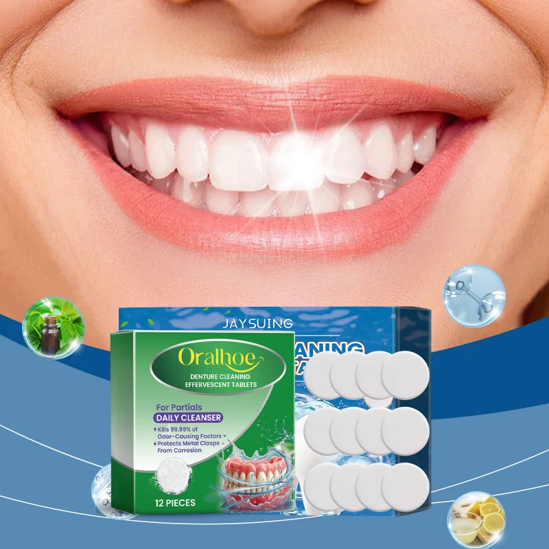 

Denture Cleaning Tablets - Remove Stains, Freshen & Protect Dental Appliances, Gentle Lemon Mint Formula For Oral Care