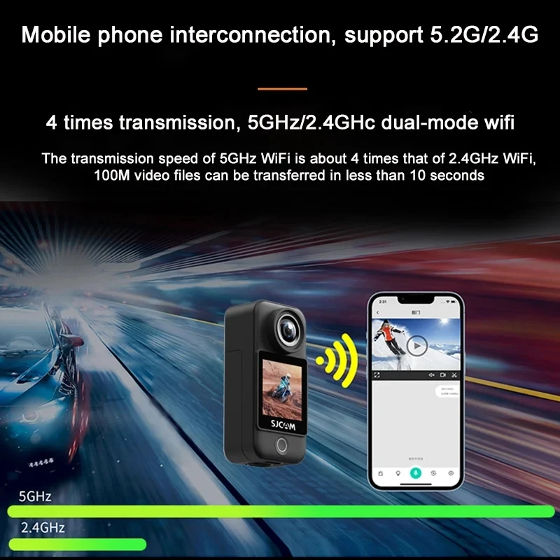 SJCAM C300 Pocket Action Camera 4K FHD With Long Battery Life Video 30M Waterproof 5G WiFi Camera Sport Action Cam image 2
