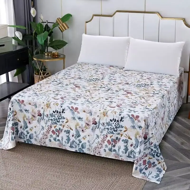 New 1Pc Printing 100% Polyester Flat Sheet High Quality Bed Sheet Can Be Customized To Any Size