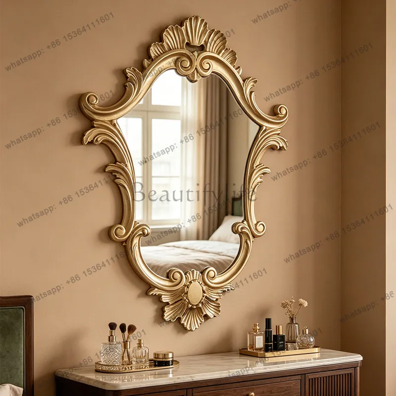 European court style carved bathroom mirror decoration special-shaped home bedroom dresser makeup mirror
