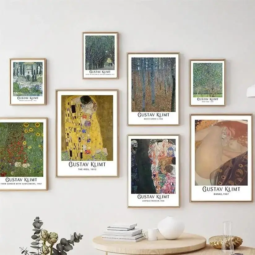 Gustav Klimt Vintage HD Canvas Print  Scandinavian Style Wall Art  Oil Painting Poster for Home Decor Bedroom  Living Room