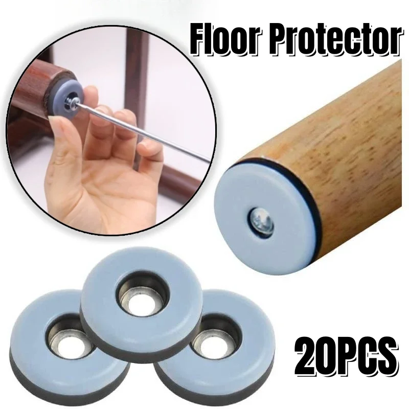 20pcs 19mm Furniture Sliders Pads With Screws Furniture Glides Sliding Block Table Chair Leg Mat Carpet Hardwood Floor Protector