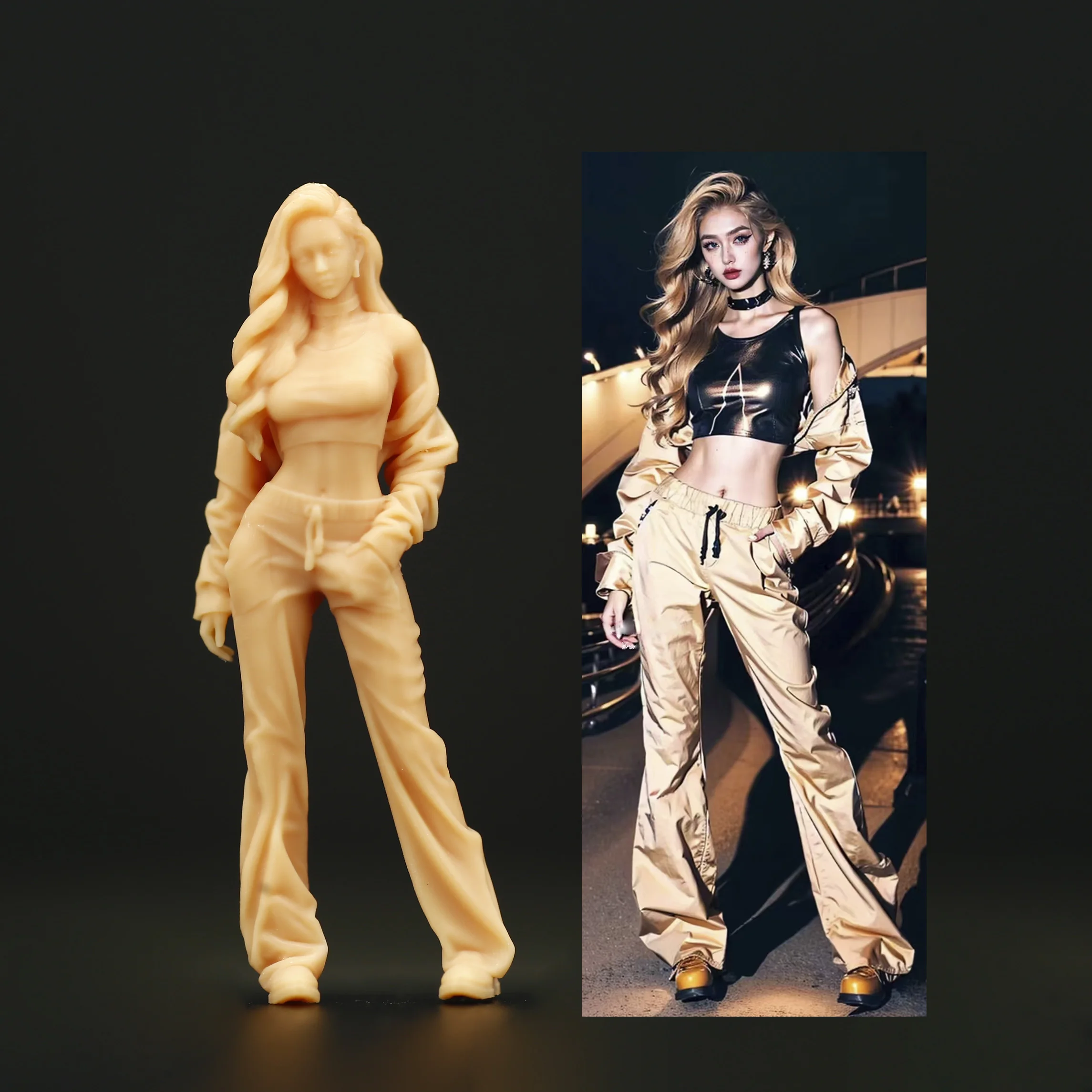 1/64 Figure Fashion Girl Model  3D Printing Resin  Miniature Figures Diorama Minifigures Garge Scenes DIY Craft Toys Collectible
