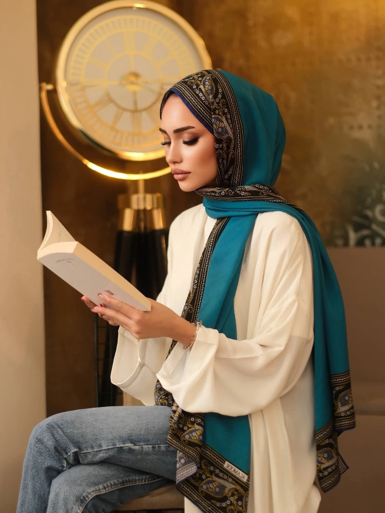 Printed Pearl Chiffon Hijabs for Women Hijab Scarf Breathable and Soft Turbans for Women Head Scarf Headwraps Malaysian Turban