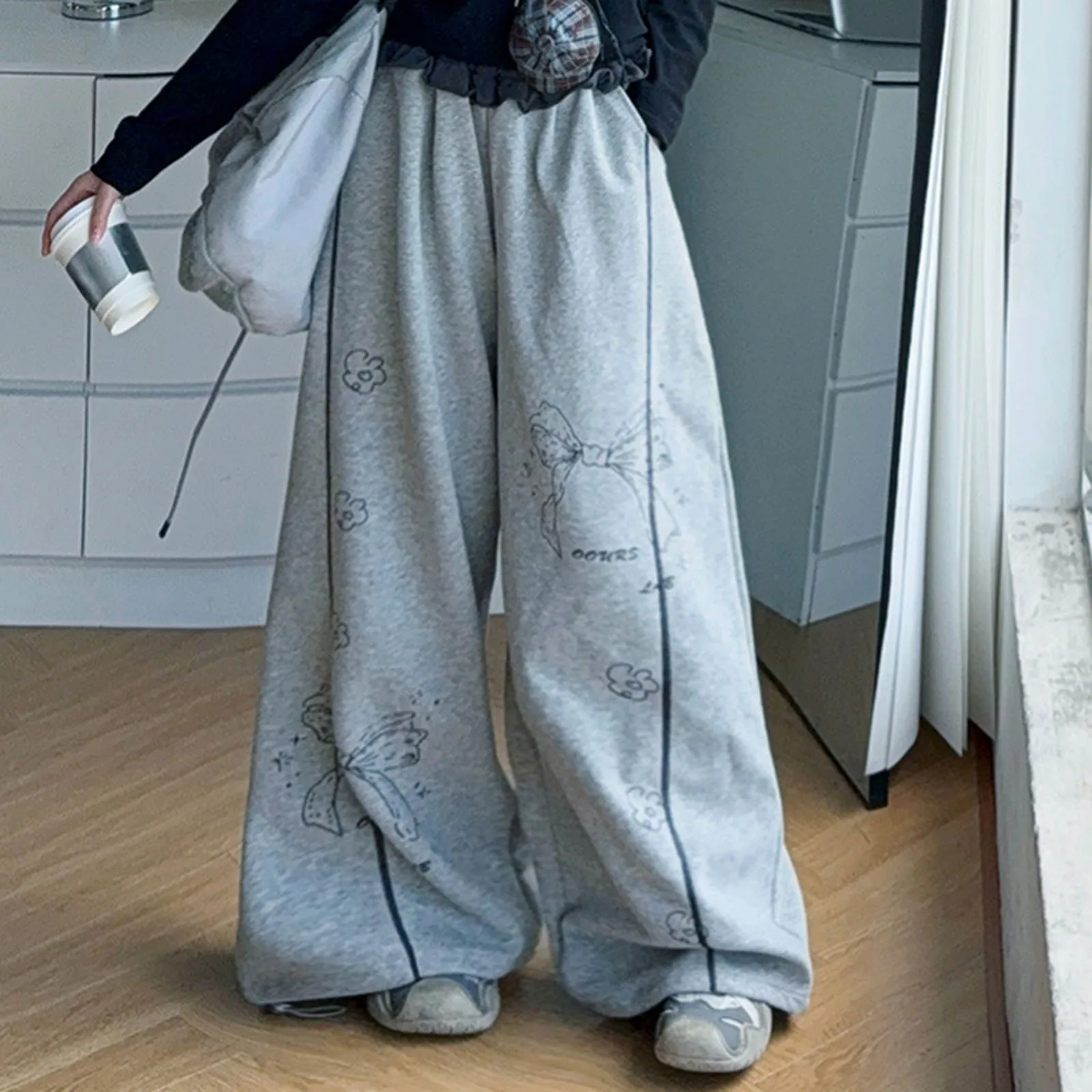 

Preemie Valentines Day Outfit Girl Girls Jazz Printed Fashion Skin Friendly Contrast Color Wide Leg Big Girls Warm up Pants