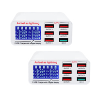 6 port Smart USB Digital Display Fast Lightning Charger For Phone Samsung,SS-304D 304Q,40W repairment current voltage charger