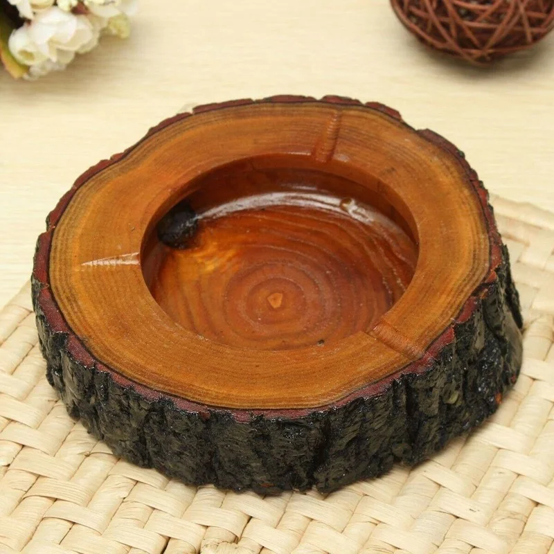 Wooden Ashtray Round Tobacco Cigarette Ashtray Winter Home Smoking Accessories