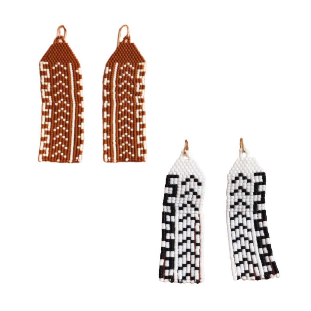 Bohemia Rice bead earrings Tassel Alloy female Geometry Arrow Pattern Versatile Personality Simple Beaded earrings