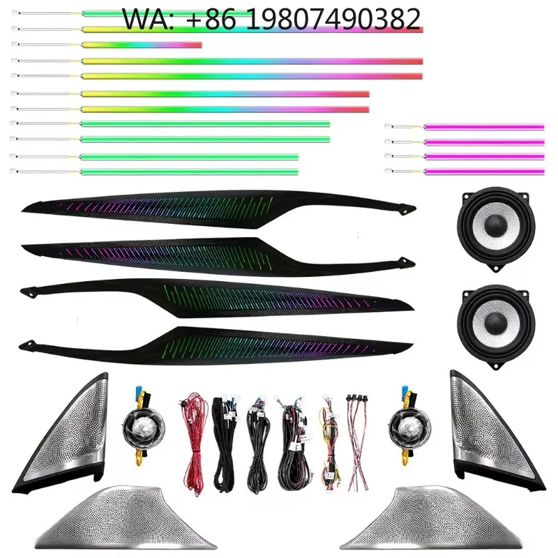 LHD RHD G30 Tweeter Cover LED Atmosphere Lamp, 64 Color Dynamic Interior Ambient Strip Fit 2018-2021 Mid Sedan Door Trim Decor P