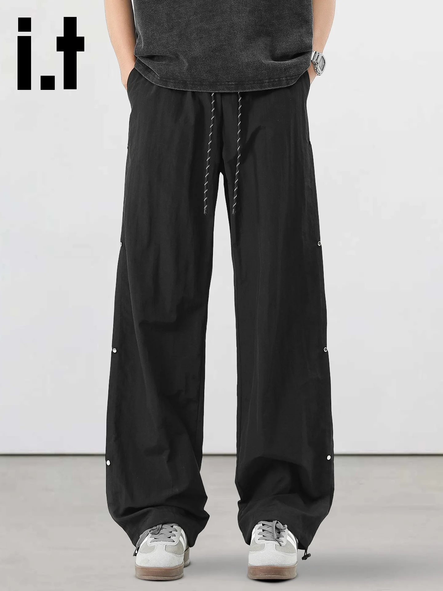 

Брюки для активного отдыха мужские, быстросохнущие, повседневные, американского стиля, на пуговицах, длинные, прямого кроя, с эластичным поясом, из нейлоновой ткани