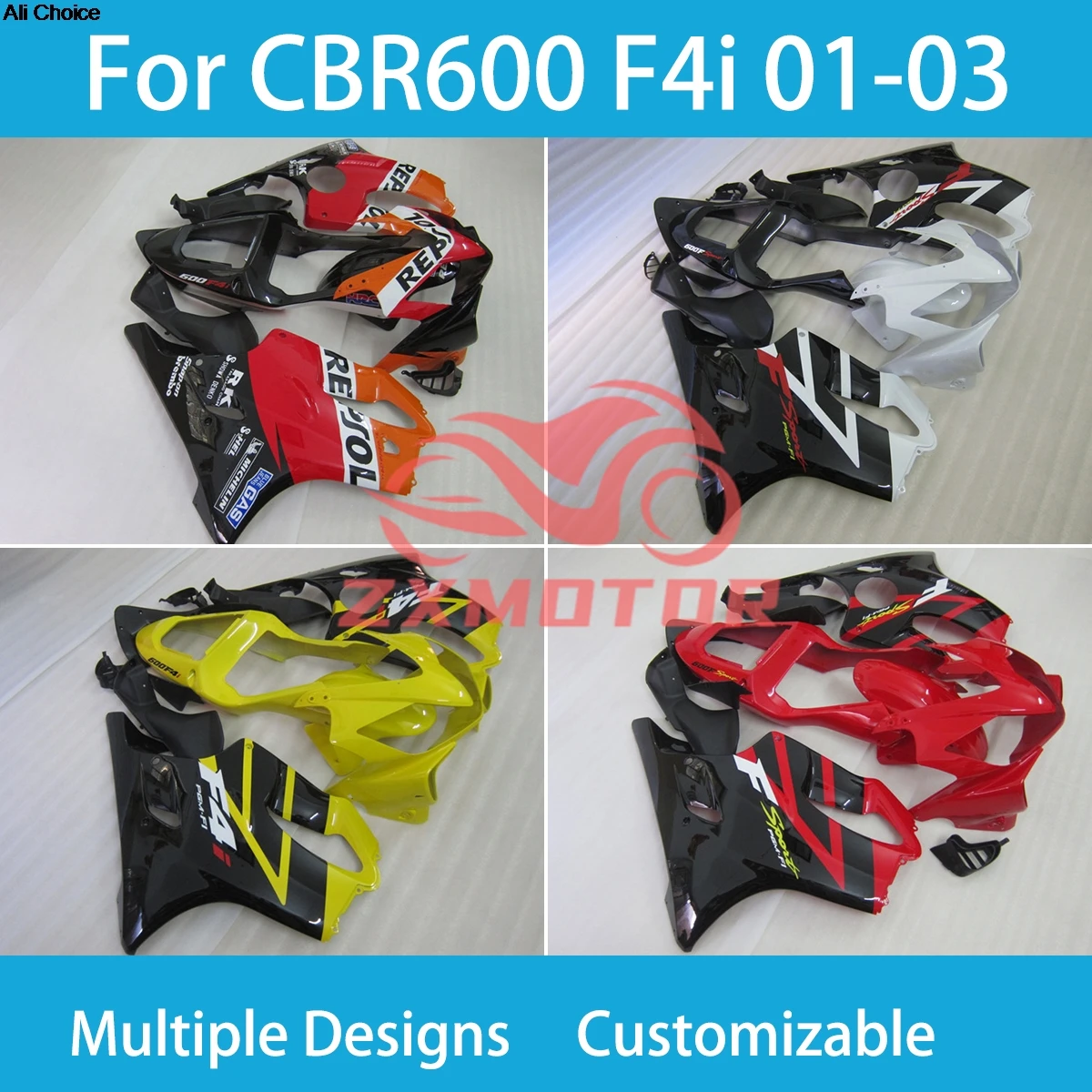 

Подходит для CBR600 F4i 01 02 03, настраиваемые обтекатели для Honda CBR600 F4i 2001 2002 2003 ZXMT, комплект обтекателя для кузова