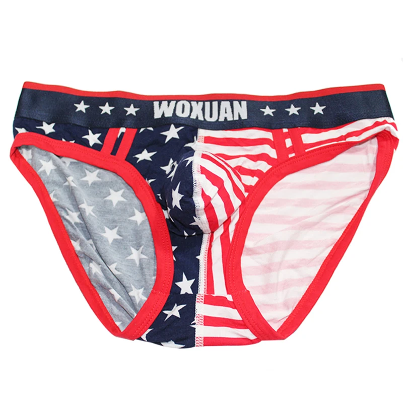 Fashion Men\'s Underwear Briefs Printed USA Flag Shorts Panties Tight Boy Briefs Breathable Man Underpants