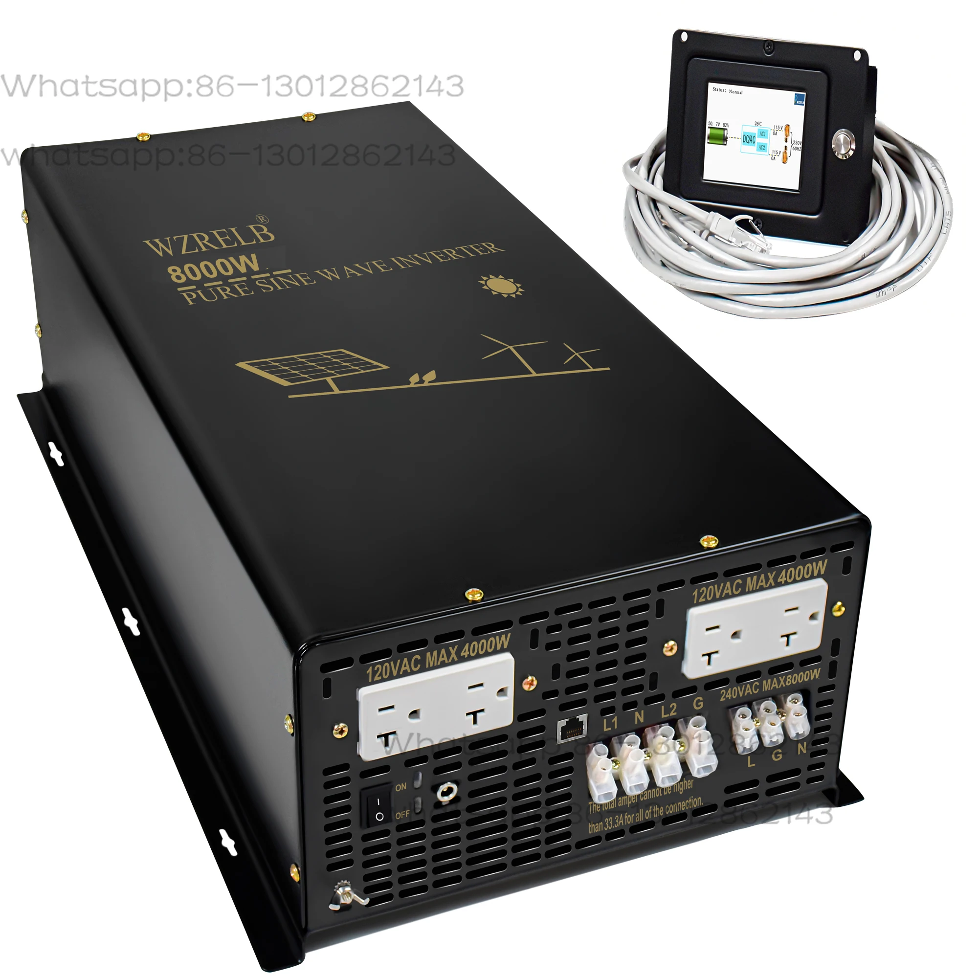 NEW   Pure sine wave phase separated solar inverter with 8000W 24/36/48/60/72/96V DC wired control
