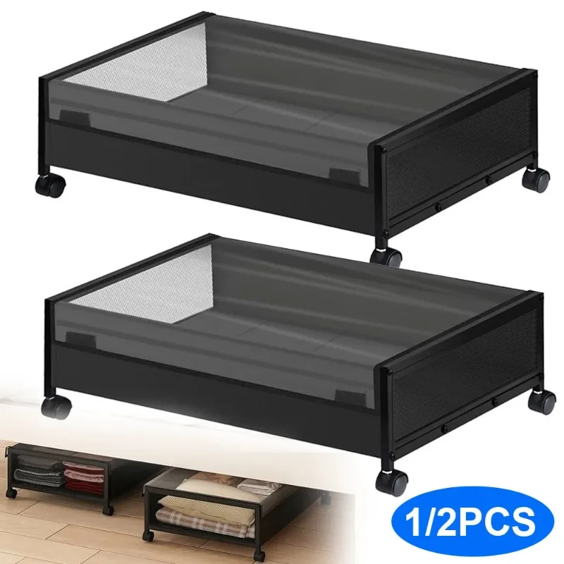 Under Bed Storage Organizer Underbed Bins With Wheels And Lid for Clothes Bedding Blankets Books Toys Home Organization