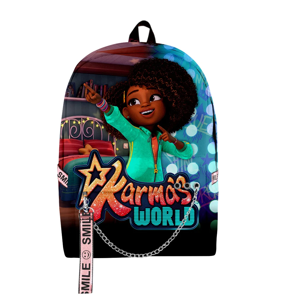 

Harajuku Novelty Karma's World Tv Show 3D Print School Bags Unisex Oxford Waterproof Notebook multifunction Travel Backpacks