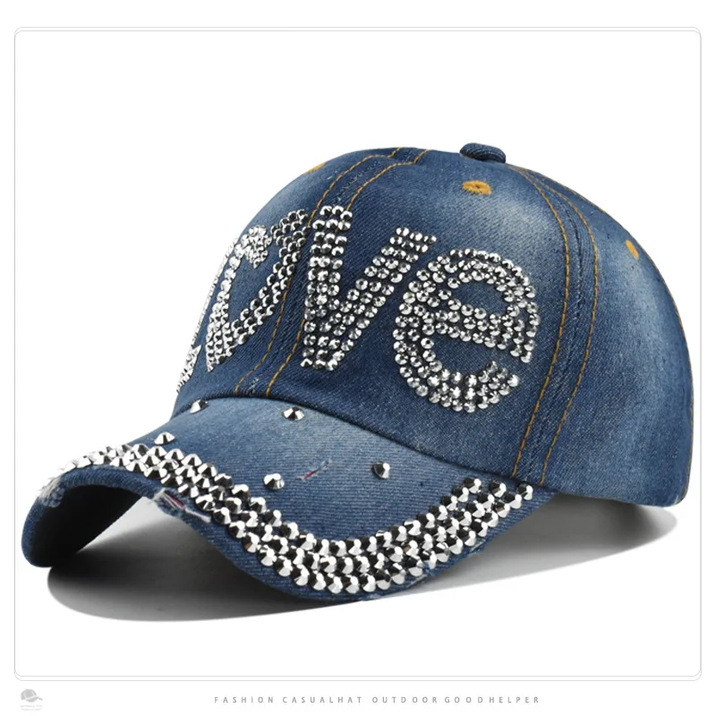 

Golf cap Men Women Spring And Summer Fashion Denim Do Old Point Drill Baseball Cap Outdoor Shopping Sun Shade Duck Tongue Cap