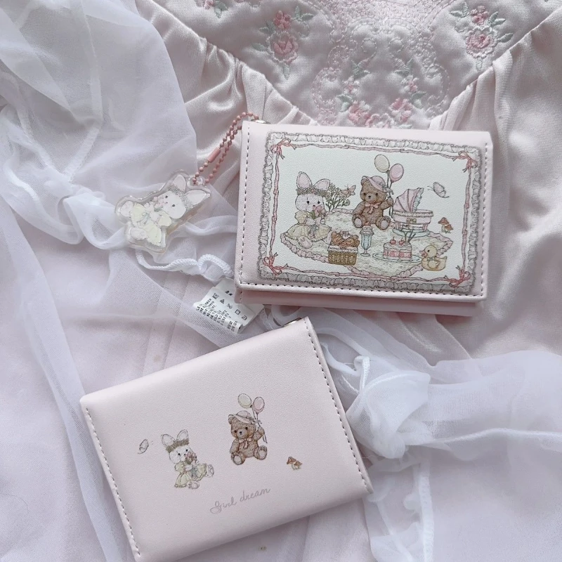 

1Pc Cute Pink Bear PU Bank Credit Card Holder Girls ID Card Holder Driver's License Holder Bus Card Cover Case Cards Organizer