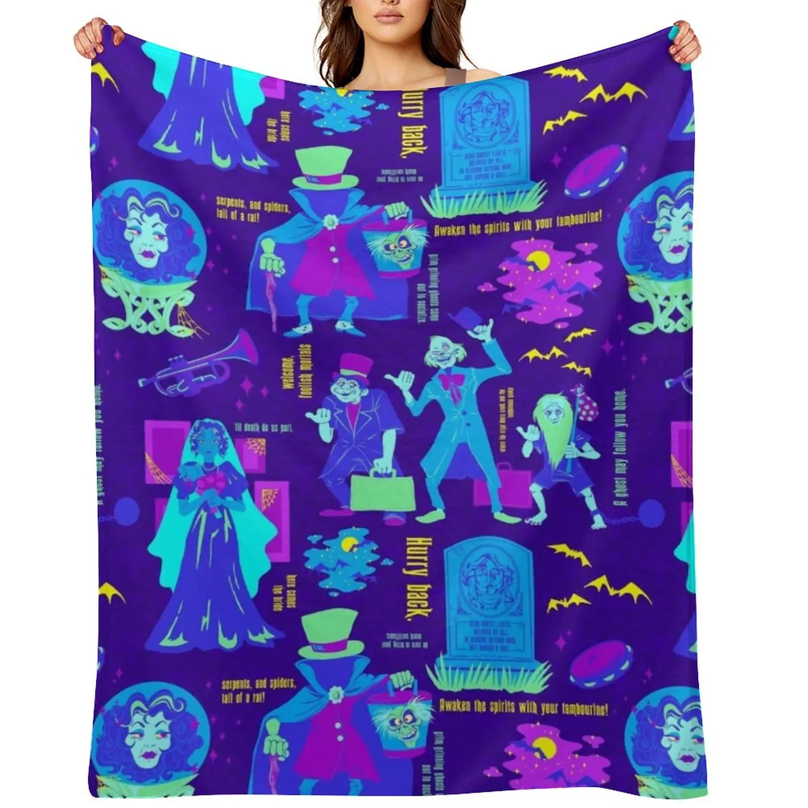 

Happy Haunts. Throw Blanket Luxury Designer christmas gifts Summer Beddings For Decorative Sofa Blankets